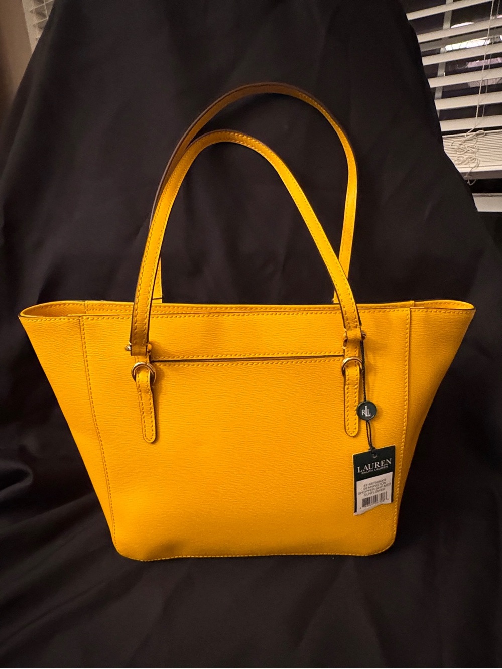 Lauren Ralph Lauren Yellow Leather Tote with Double Straps